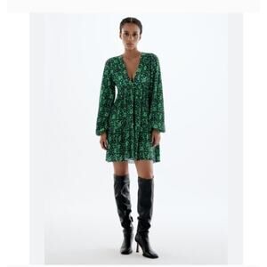 Zara Green Floral Mini Dress S